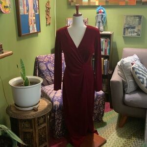 Vintage Connected Light Burgundy/Red Velvet Evening/Holiday Dress.